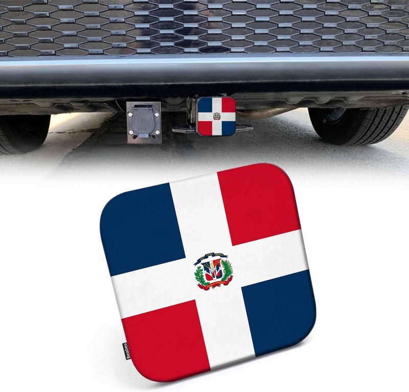 Beabes Trailer Hitch Cover 2 Inch Dominican Republic Flag, Dominican National Flag Heavy-Duty Tow Rear Receivers Plug Covers, 2" Rubber Towing Hitch Cover for Trucks Cars SUVs Sedans - Image 1